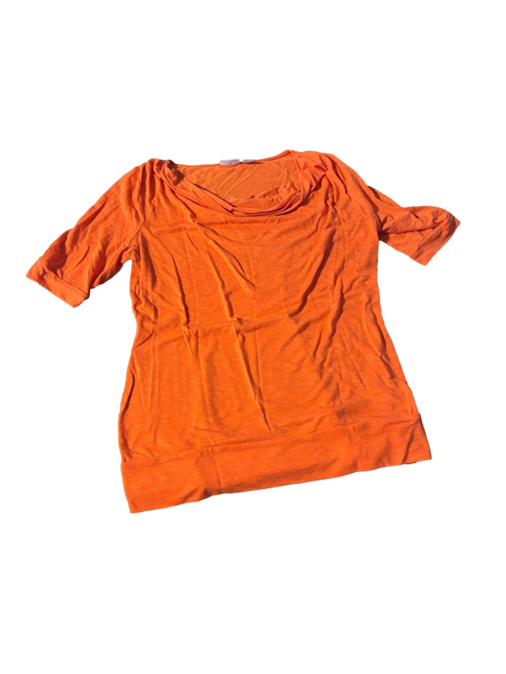 Cato Bright Orange Short Sleeve Scoop Neck Top